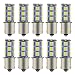 Everbright 10-Pack White 1156 BA15S / 1141 / 1073 / 1095 Base 18 SMD 5050 LED Replacement Bulb For RV Camper SUV MPV Car Turn Tail Signal Bulb Brake Light Lamp Backup Lamps Bulbs High LUMS (DV-12V)