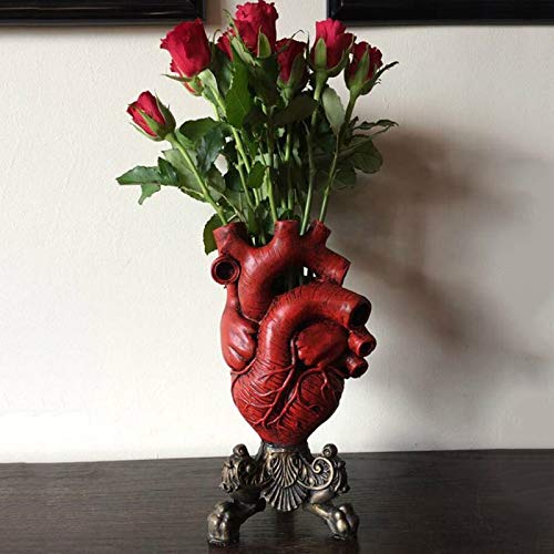 image for ZS ZHISHANG Anatomical Heart Vase 9.75'' Resin Flower Pot Desktop Orna