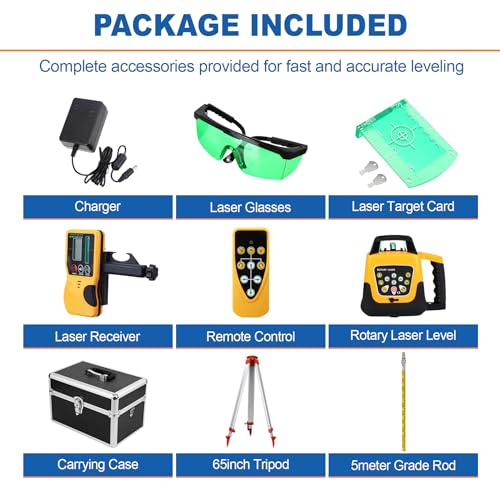 Iglobalbuy GY0000301-Y-US Self Leveling Rotary Laser Level System 500M Range Kit With Surveying Tripod + Aluminum Grade Rod 16.4Ft, Green Automatic Self-Leveling Rotating Transit Laser Level Grading thumb #1