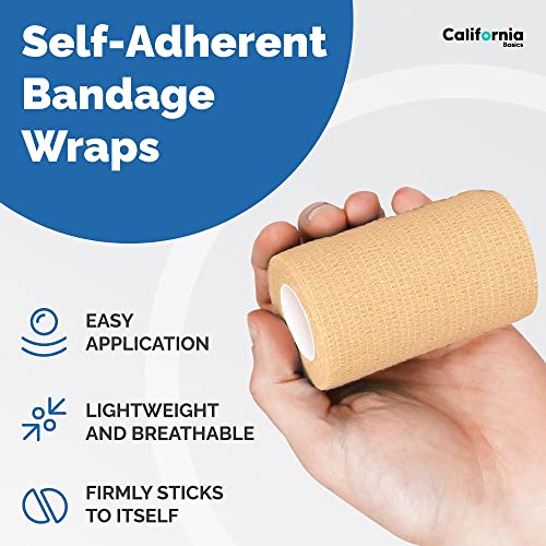 Image of Self-Adhesive Bandage Wrap - Suitable for All Sports - Breathable Athletic Tape for Wrists - Knee and Ankle - Self Adhesive Bandage- 4 Inch- 16 Pack - Brown