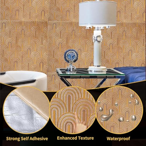 Image of WrapWall 3D Wallpaper Self Adhesive Foam Pack of 8 (70x70 cm) | Waterproof Brick Design Wallpaper |Peel & Stick DIY Wall Decor for Living Room Bedroom Kitchen (8, Brown UShape)
