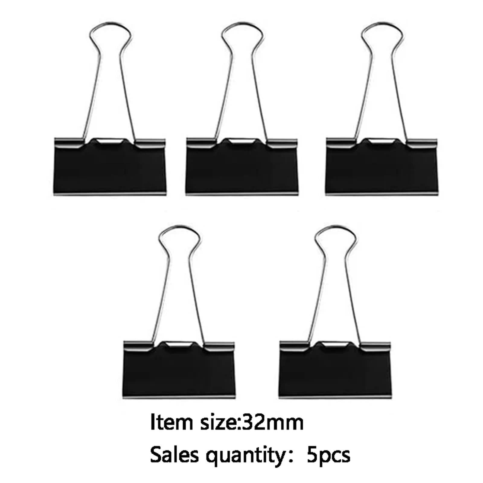 Color Negro 36 Piezas Clips Clips de Metal Escolares Portátiles Nuevos Suministros de Papelería de Oficina Clip de Carpeta de Papelería(32mm)