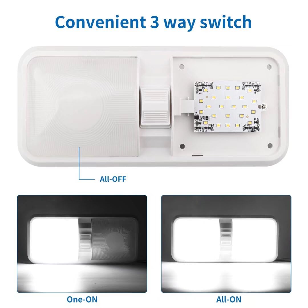 180LED 12V LED Ceiling RV Interior Camper Light Boat Trailer Double Dome Frost
