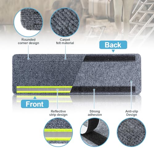Image of HOMEE RV Step Covers 4 Packs with Reflective Strip,RV Stair Cover 24 inchx 7.5 inch,RV Camper Step Covers with Self Adhesive for RV Ladders Trailers Truck Campers Steps Treads,Non-Slip Outdoor RV Step Carpet