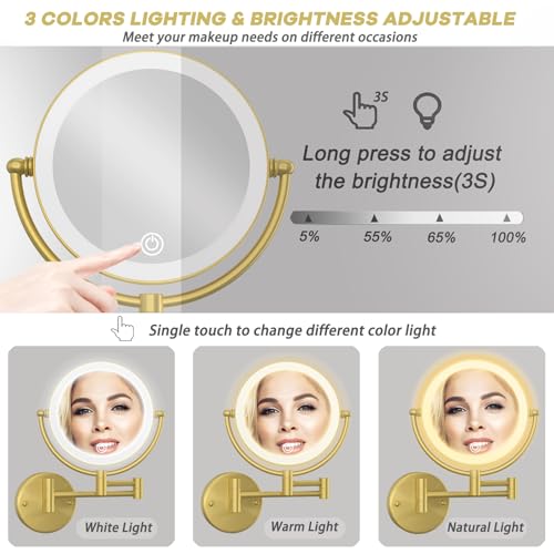 Espejo maquillaje montado en pared con luz y aumento 10X miniatura 4