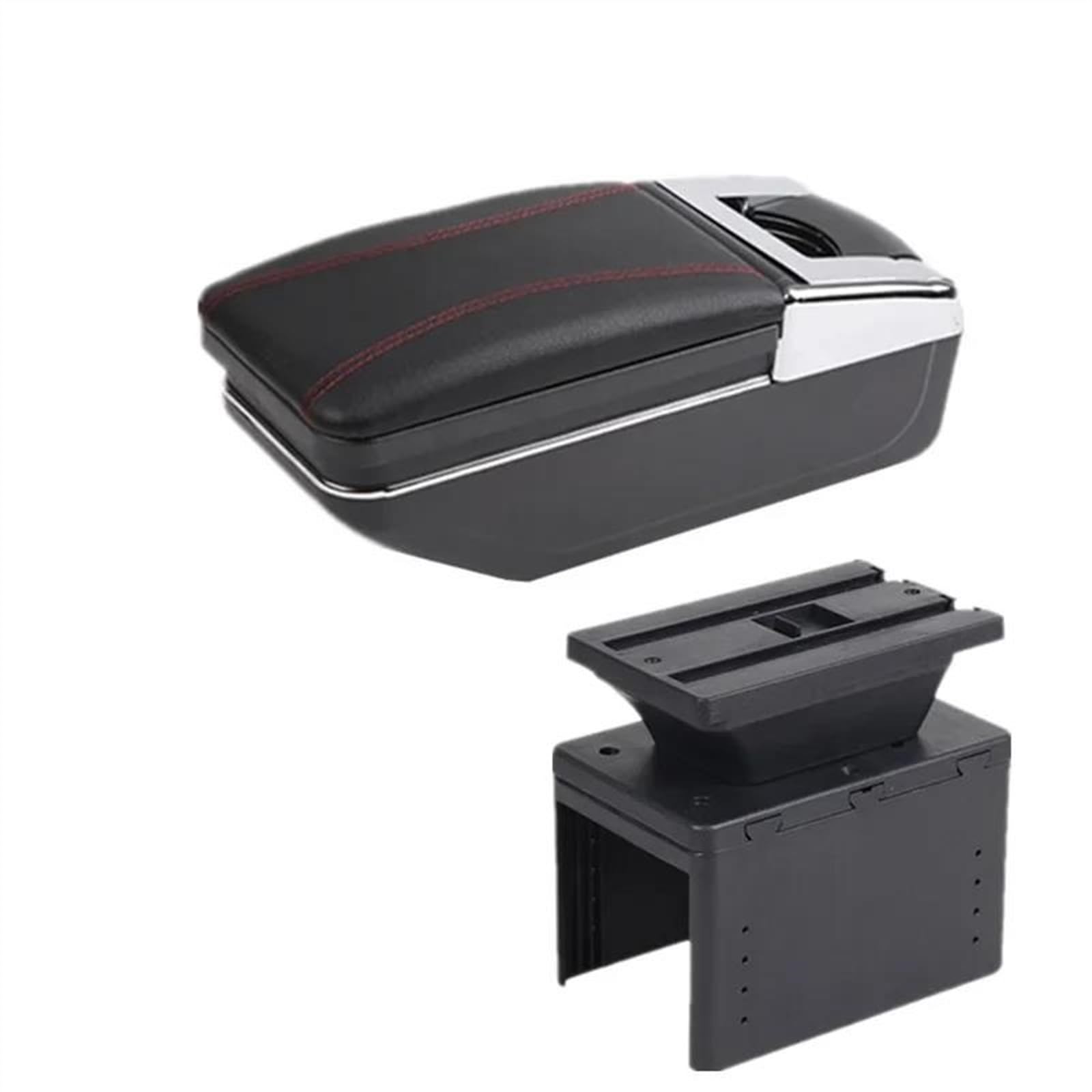 NMJLQW Storage Rack Car Interior Accessories Center Console Storage Box Multifunctional Armrest Storage Box For Micra K14 2020-2023(A red line)