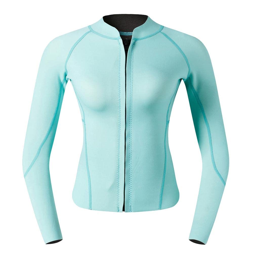 UJEAVETTE 2mm Neoprene Women Wetsuit Jacket Coat for Scuba Diving Swimming Cyan L-picture-29