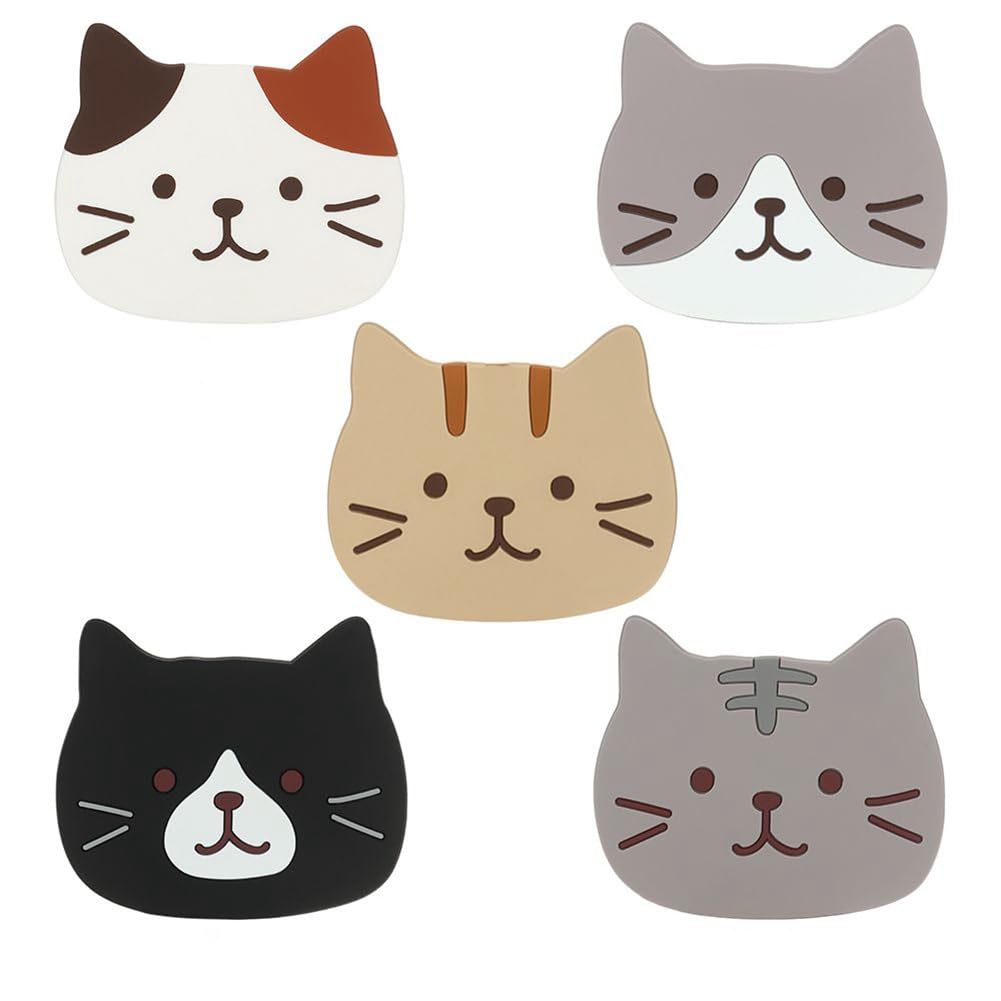 CTRLZS Non-Slip Cat Shaped Cup Mat Holder Coffee Tea Drinks Cartoon Coaster Hot Drink Stand Kitchen Insulated Pad Easy Install Easy to Use