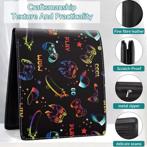 EXXBYELI Boys Wallet Gifts for Gaming Lover Gamepad Leather Teen Kids Wallets Credit Id Card Cash Holder Rfid Blocking Zipper Aesthetic Pattern With Coin Pocket Id Window for Gamers Men Boys Teenager2