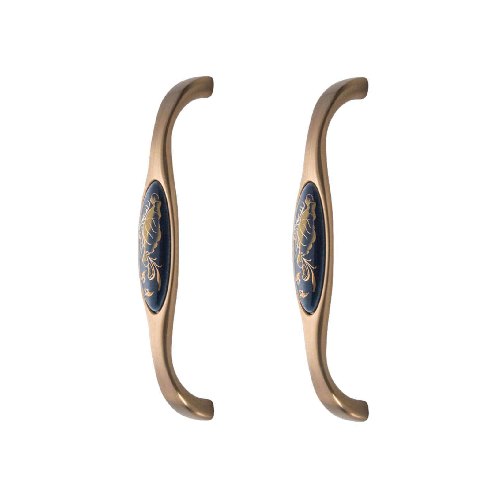 LQZAXSRDR Ceramic Cupboard Drawer Handle Knobs, Ceramic Door Knobs 2 Pcs Chinese Style Champagne Gold(138 * 21 * 19mm)