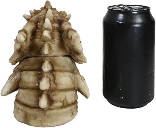 Miniatura 8 de Ebros Gift Esqueleto medieval gótico de cabeza de dragón fósil antiguo con geoda falsa granate, rocas, ojos, quemador de incienso o como caja