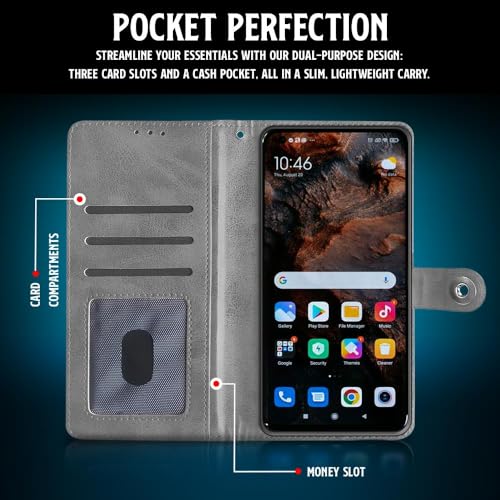 Image of WOW IMAGINE Shock Proof Flip Cover Back Case for Samsung Galaxy M04 | F04 | A04e (Magnetic Button Flip Case | Wallet Pockets & Stand | Leather Finish | Aquamarine)