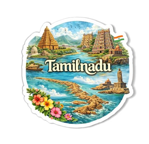 Image of Tamilnadu Textured Finish Acrylic Fridge Magnet - UV Texture Printed, Stylish Multicolor Magnet for Fridge, Wardrobe & Metal Surfaces, Pack of 1 (Tamilnadu)
