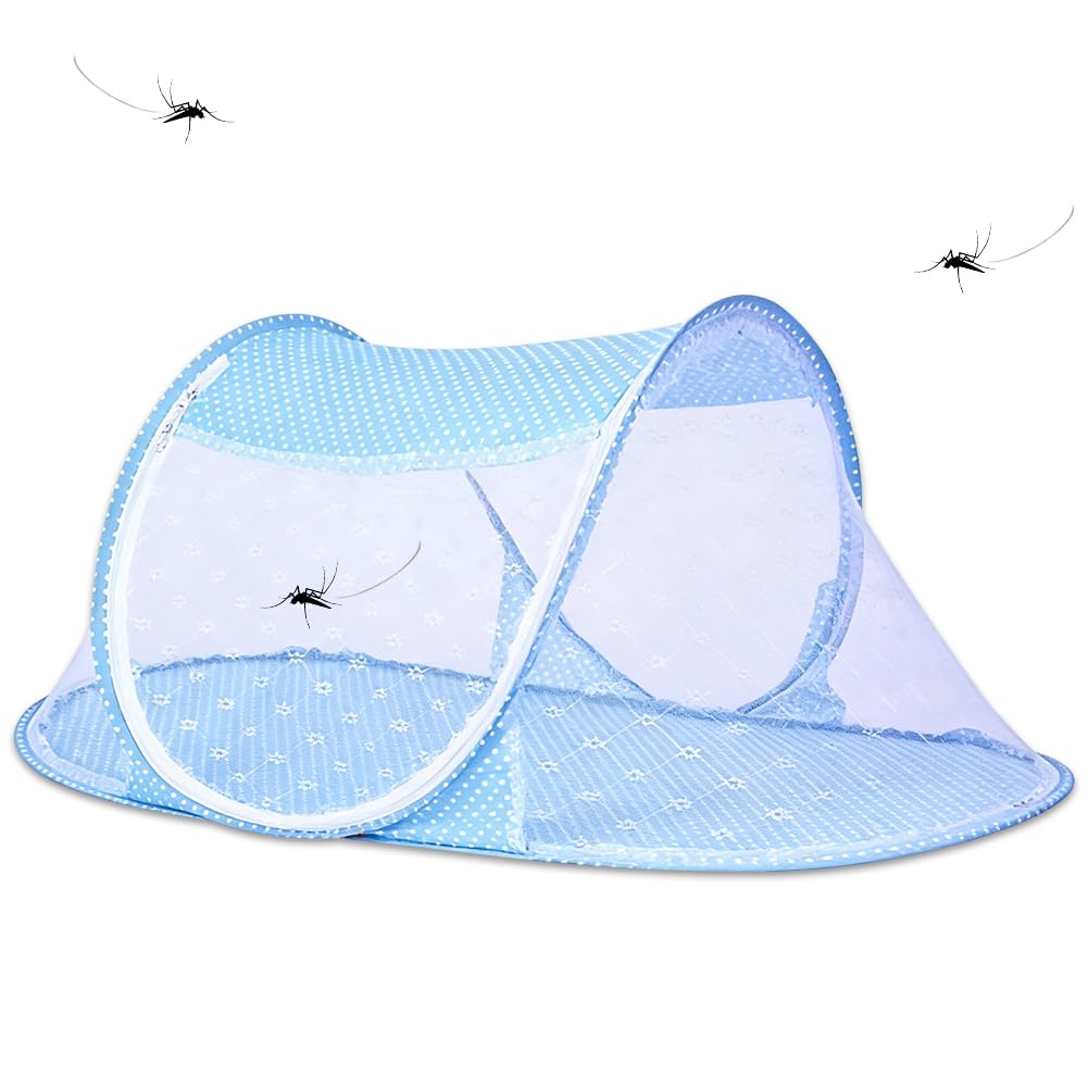 Hatfryf Blue Mosquito Net, Foldable Bed Mosquito Net, Portable Travel Mosquito Nets, Mosquitos Bed For Home, Dorm, Outdoor, Travel, Easy Access, Quick Installation (Blue)