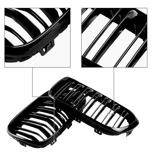 Jinpengyong F20 Nieren Schwarz, Kühlergrille Passend für BMW 1er F20 F21 2015 2016 2017 2018 Facelift (LCI) Doppelsteg Grill (For 1er F20 2015-2018)