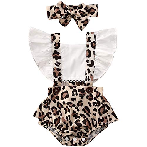 Image of Kuriozud Baby Girl Floral Romper Newborn Infant Ruffle Bodysuit One-Piece Jumpsuit Clothes Summer Outfit