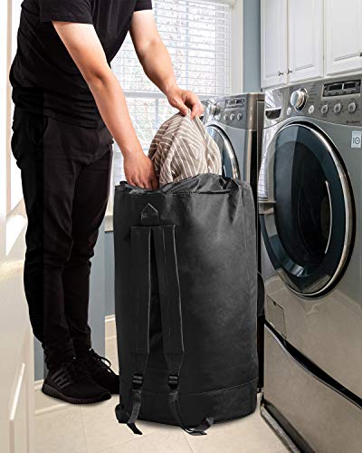 Youdenova Backpack Laundry Bag With Padded Adjustable Shoulder Strap And Pocket, Durable Oxford Hamper #TOP6