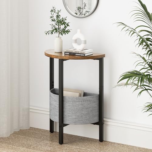 Modern Half Moon Side Table Set with Storage - 2 Pieces - Image 3
