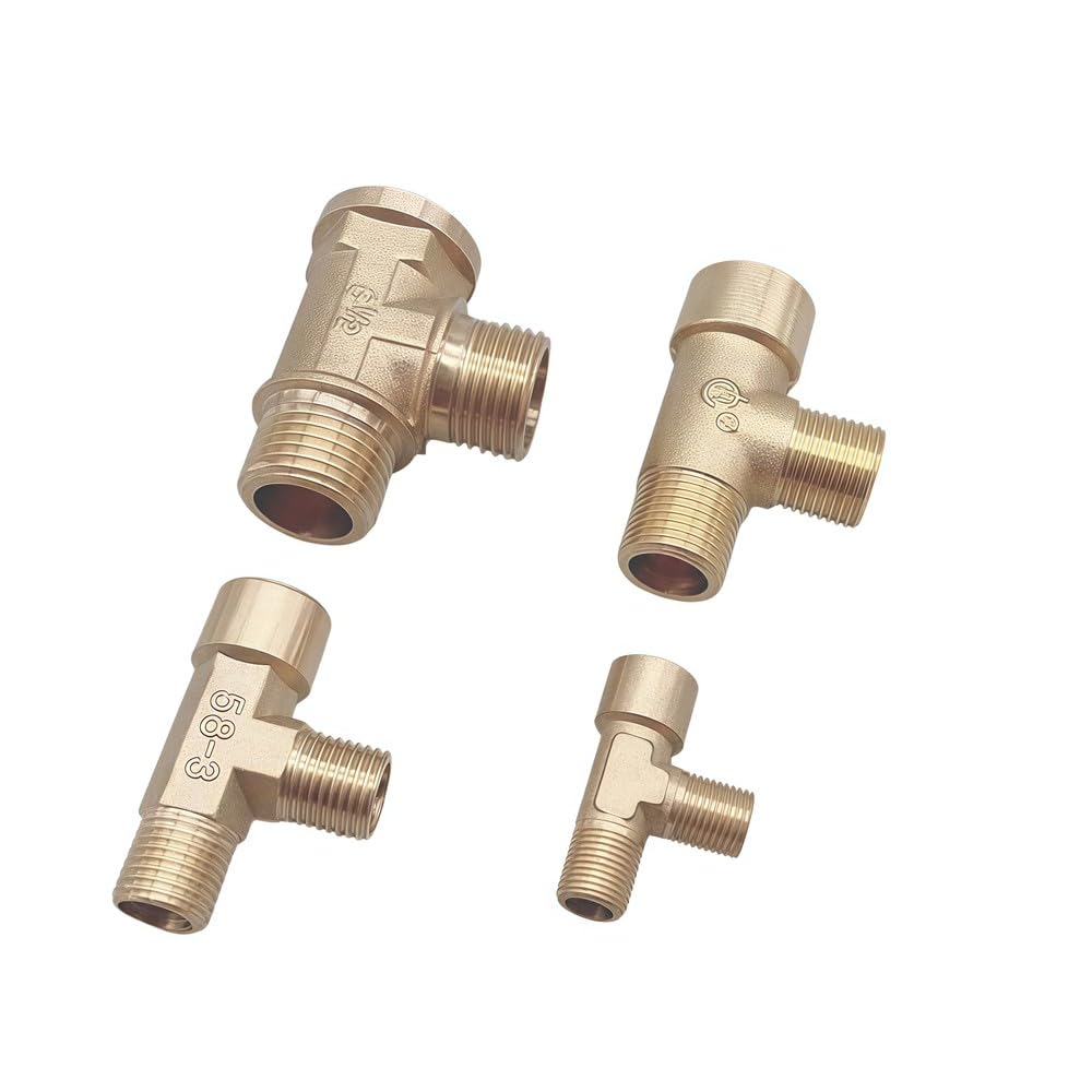 Raccordo per tubi in ottone con filettatura maschio/femmina da 1/8" 1/4" 3/8" 1/2" BSP, tipo a T, in rame, FMM, 3/4".