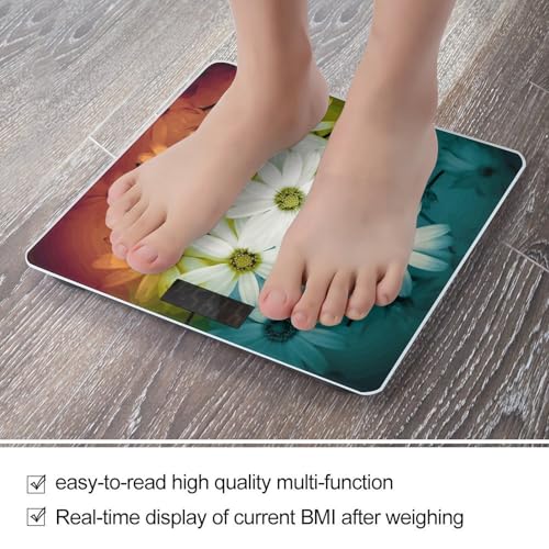 Báscula digital de baño con marco floral de vidrio templado miniatura 5