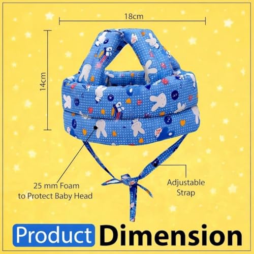 Image of Baby Helmet No Bump Safety Head Cushion Bumper Bonnet Adjustable Protective Cap Child Safety Headguard for Running Walking Crawling Safety Helmet (Blue Rabbit)