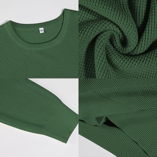 Vssjavun Mens Crewneck Pullover Sweater Waffle Textured Knitted Sweater Loose Fit Long Sleeve Casual Sweaters4