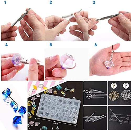 MUOIVG 289 Piezas Molde Silicona Resina, Moldes de Resina Epoxi,para Hacer Joyerias manualidades,Kit de Molde con 60 Polvo de Purpurina y Accesorios para Hacer Colgante, Llavero, Joyería, DIY