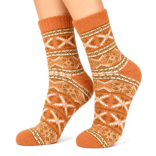 Image of Angora Wool Socks - Machine Washable Dry-Foot Fuzzy Warm Breathable Soft Unisex Indoor /Outdoor Socks for Women and Men