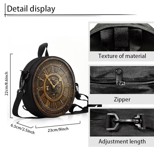 Image of Women Novelty Round Clock Shape Zippered Clock Purses for Women Tote Handbag Shoulder Bag, Gift for Mom Girlfriend