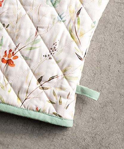 Maison D' Hermine Oven Mitt & Pot Holder 100% Cotton Easter Heat Resistant Oven Gloves (7.5"X13") & Hot Pads (8"X8") Combo For Bbq, Cooking, Chef, Wedding & Restaurants, Colmar - Spring/Summer #TOP4