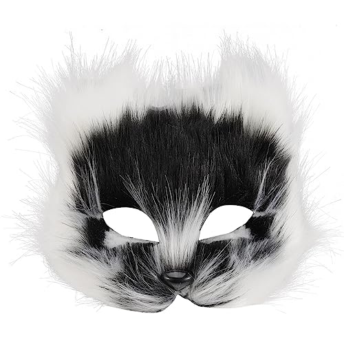 BESTOYARD Therian Mask Masquerade Fur Fox Cat Mask Costume Cosplay Leopard Plush Furry Faux Masks for Halloween Masquerade Cosplay Costume Props Japanese Kabuki Masks