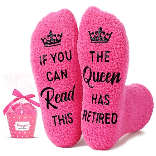 HAPPYPOP Retirement Gifts for Women - Gifts Her Socks, Retired Dark Pink Socks
