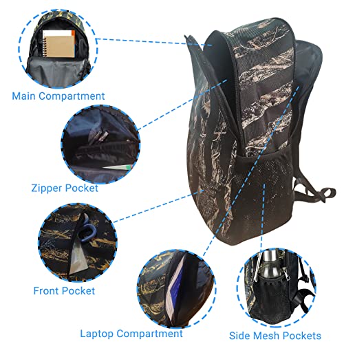 M Yescustom Vintage Usa Flag Deer Leaves Camouflage School Backpack, School Bag For Students Boys Girls, Water Resistant Daypack Weekender Bags Laptop Backpacks For College Travel Work Business Gift #TOP3