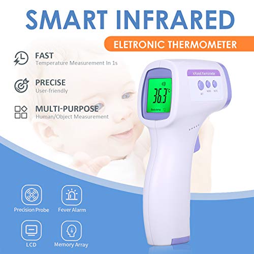 Tickas Non-contact IR Forehead Thermometer,LCD Digital Display Portable Handhold Design °C/°F Switchable