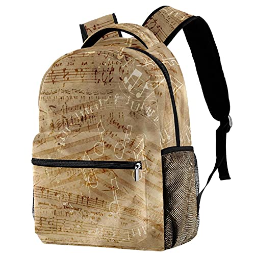 Sac à dos campus imperméable à notes de musique avec porte-bouteille latéral