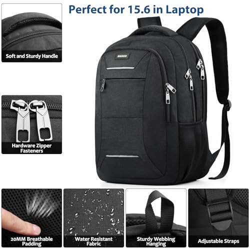 Image of BIKROD Backpack for Men and Women, School Backpack for Teens | Black Backpack for Boys Fits 15.6 Inch Laptop, Water Resistant Travel College Bookbag