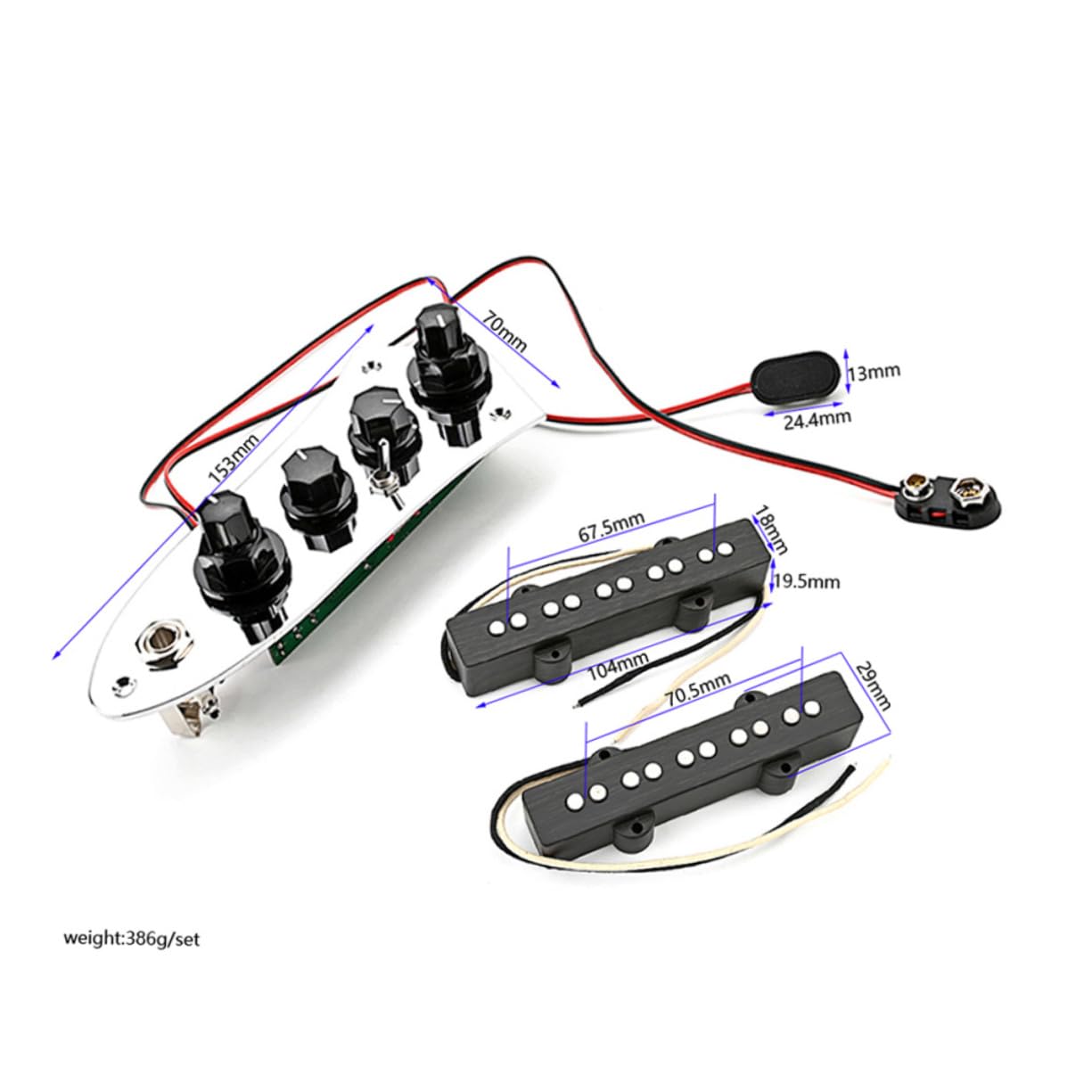 Abaodam Set di Pickup per Basso a 5 Corde Jb, Parti in Ferro Argentate, Pronto All’uso, Facile da Installare per Accessori Basso Elettrico