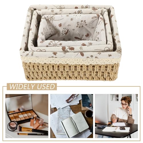 Panier tressé beige pour buanderie et organisation de salle de bain - 4