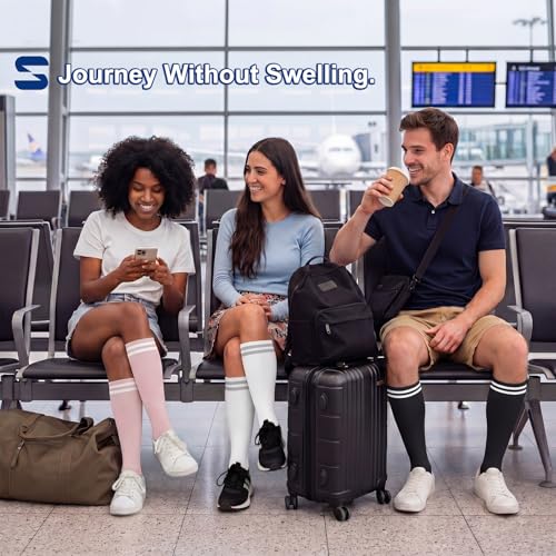 Image of Sooverki Compression Socks for Women and Men Circulation (3 /4 Pairs) is Best Support for Running Athletic Cycling Hiking