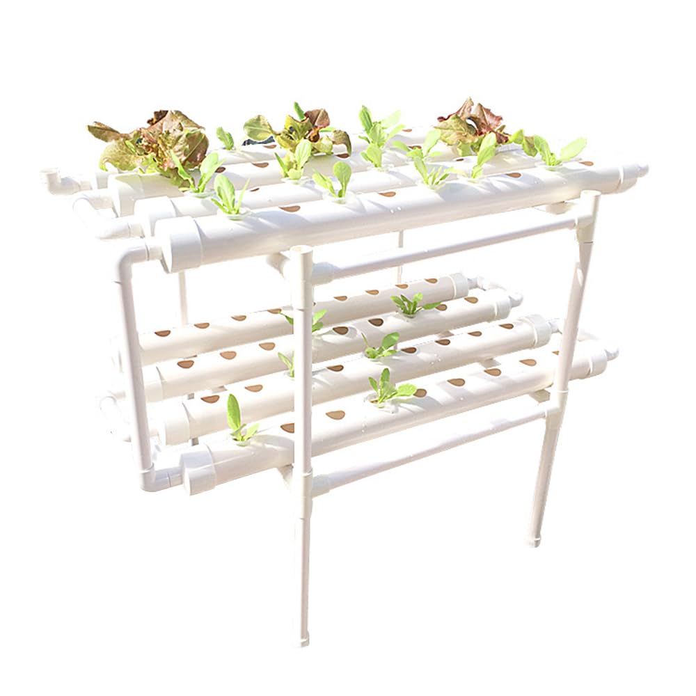 72-Hole Hydroponic Grow Kit 2 capas Planta PVC s hidropónicos de cultivo hidropónico de dos capas para casa, balcón, jardín, balcón, balcón, balcón, principio de flujo de agua