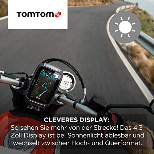 Tomtom Motorrad Navi Rider 500 (4,3 Zoll, kurvige und bergige Strecken speziell für Motorräder,...