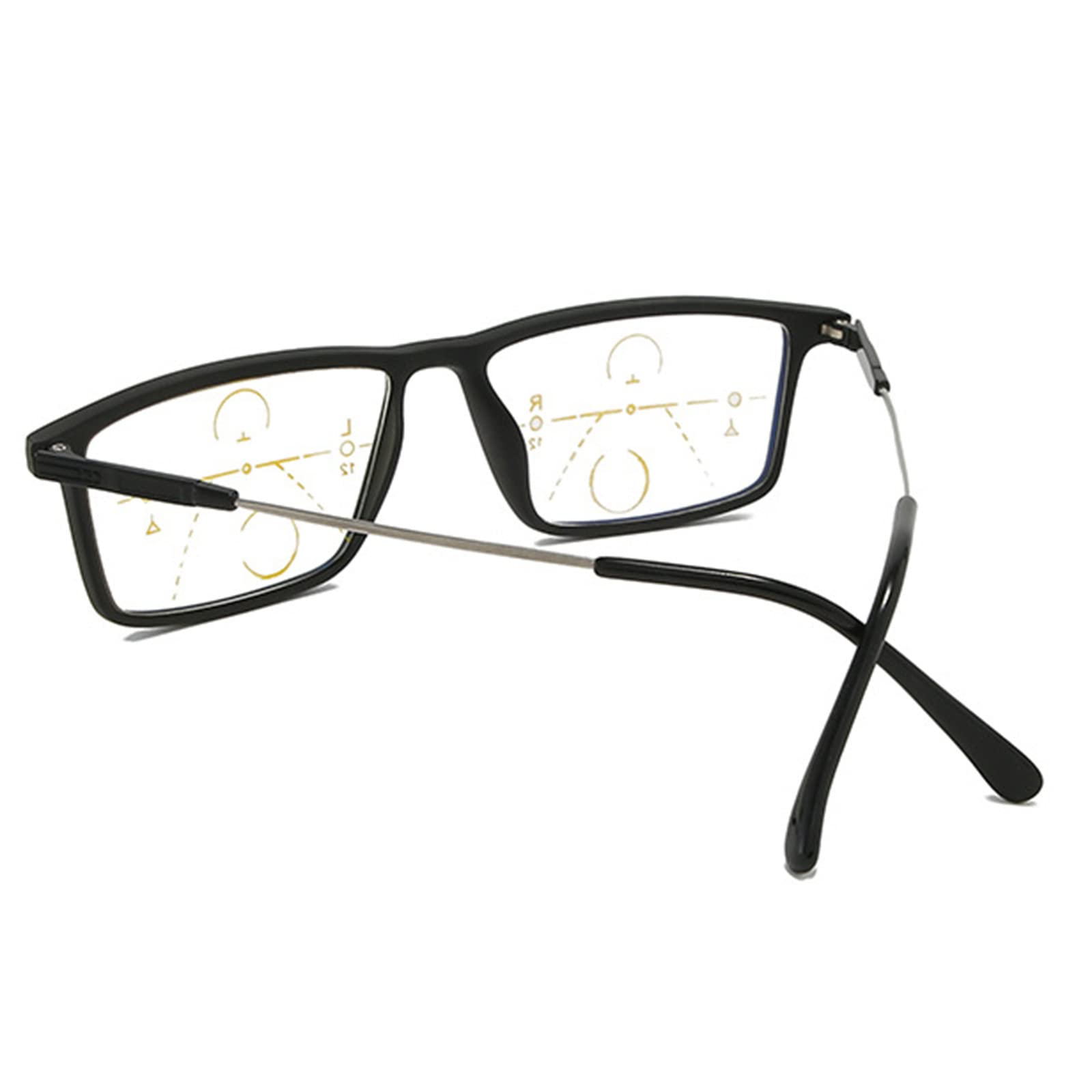 Gafas de Lectura cuadradas para Hombre, Lente HD multifoco progresiva, Memoria de Titanio, Lector de Ancianos Ultraligero +1,0 a + 3,0, Negro-+2,50