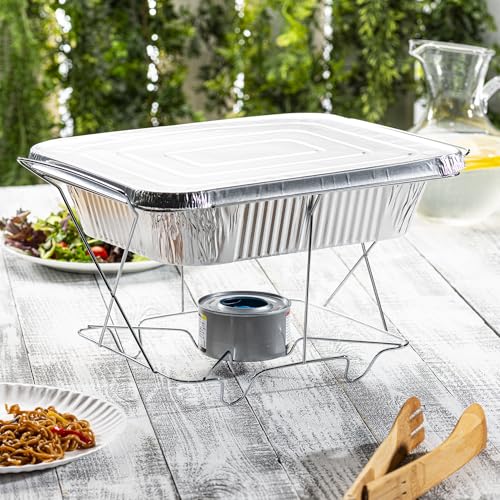 Image of GUSTO 9x13 Inch Aluminum Foil Pans With Lids [25 Sets] Half Size Deep | Thicker 37.4 Gauge, Food-Safe Tin Disposable Trays, Freezer-Safe, Oven, Grill & Smoker Use, Secure Transport, Recyclable