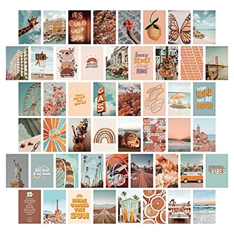 PROCIDA Wall Collage Kit for Teen Girls, Cute Aesthetic Room Decor, Boho Pictures Posters Aesthetic Wall Decor for Teen Girls Room 50 Set 4x6 Inch Cover