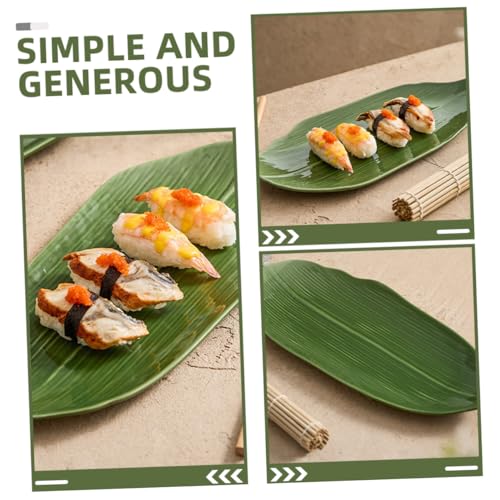 Plato de cerámica en forma de hoja para sushi miniatura 6