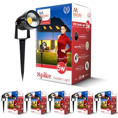Image of Murphy 5W Heavy-Duty LED Spike Focus Light - IP65 Water Resistant, Adjustable 180, Aluminium Material, Outdoor Garden Lights with (Warm White), Pack of 6