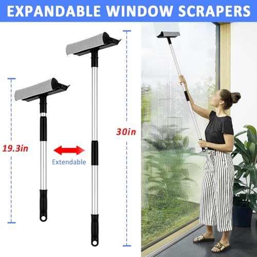 HLWDFLZ Microfiber Duster Kit 23pcs with 30 to 100 Inches Extension Pole and Extendable Window Squeegee, Washable and Bendable Feather Duster for Cleaning Ceiling Fans, High Ceilings, Cobwebs, Blinds - Image 5