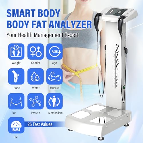 Bonxrdun Body Analyzer, Body Fat Composition Analyzer, Smart Digital BMI Full Body Fat Scale for Gym, Clinic, Home Use