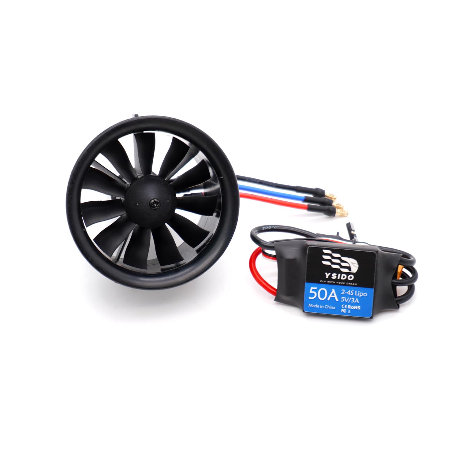 3-6S 50mm/64mm/70mm 2627/2836/2842 Brushless Motor EDF Duct Fan with 40A 50A 80A ESC Brushless Power for RC Jet Aircraft Airplane (Black 2836-3550KV-4S 64mm+50A) — image 1