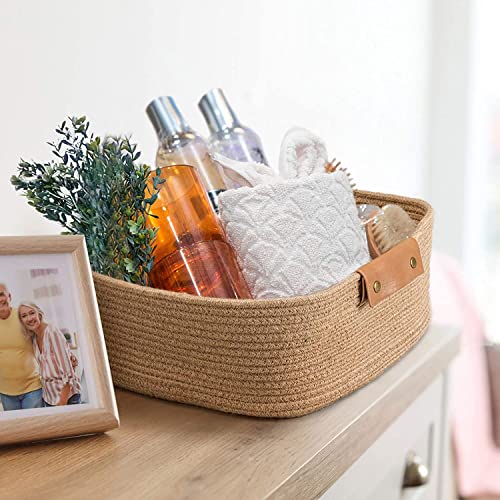 Image of ALBY Newyork'Woven Laundry Hamper, Toy Storage Bin, for Blankets Clothes Toys Pillows in Living Room, Baby Nursery, Jute /Black Mix (12'' x 8'' x 5'' rect, RECT)